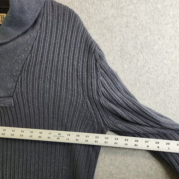 Duluth Trading Sweater Mens LT Gray Infantry High Neck Ribbed Knit Button Collar - Picture 10 of 14